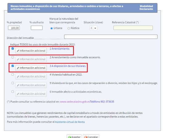 Declarar inmuebles Renta web 2023